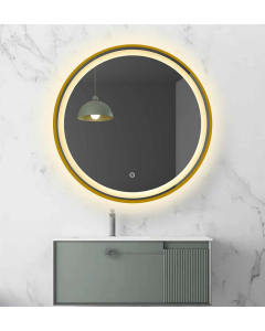 LED spiegel rond met gouden frame - 800mm
