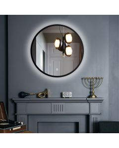 LED spiegel rond met zwart metalen frame - 1000mm