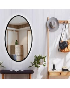 Ovale LED spiegel met zwart metalen frame - 500x900mm
