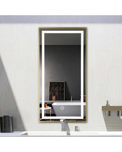 LED spiegel rechthoek met gouden frame - 600x1000mm